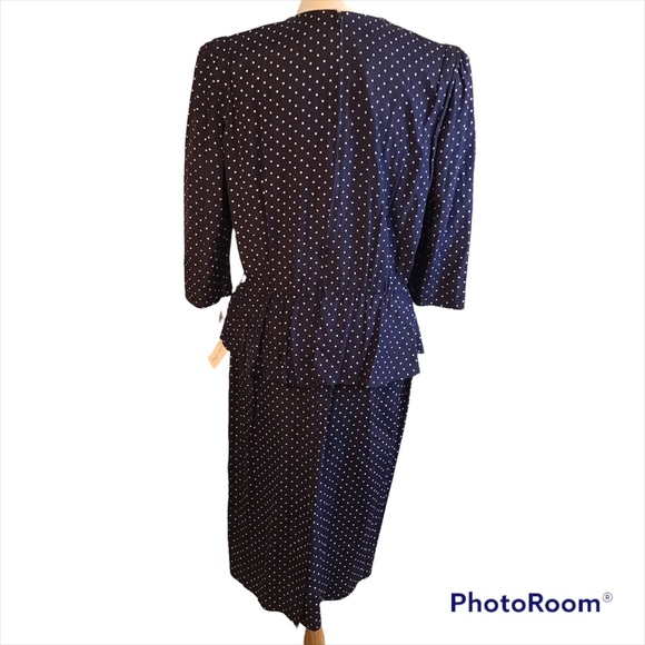 Dress 14 Dark Navy & White Dots MIDI, NWT - Picture 2 of 12